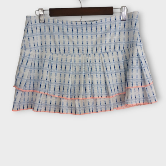 Lucky in Love Skort Women Large (12) Blue White Tier Tennis Golf Activewear Mini - Picture 2 of 6